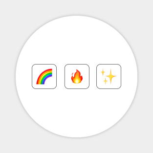 Rainbown, Fire, Star Emoji Positive vibes no text Magnet